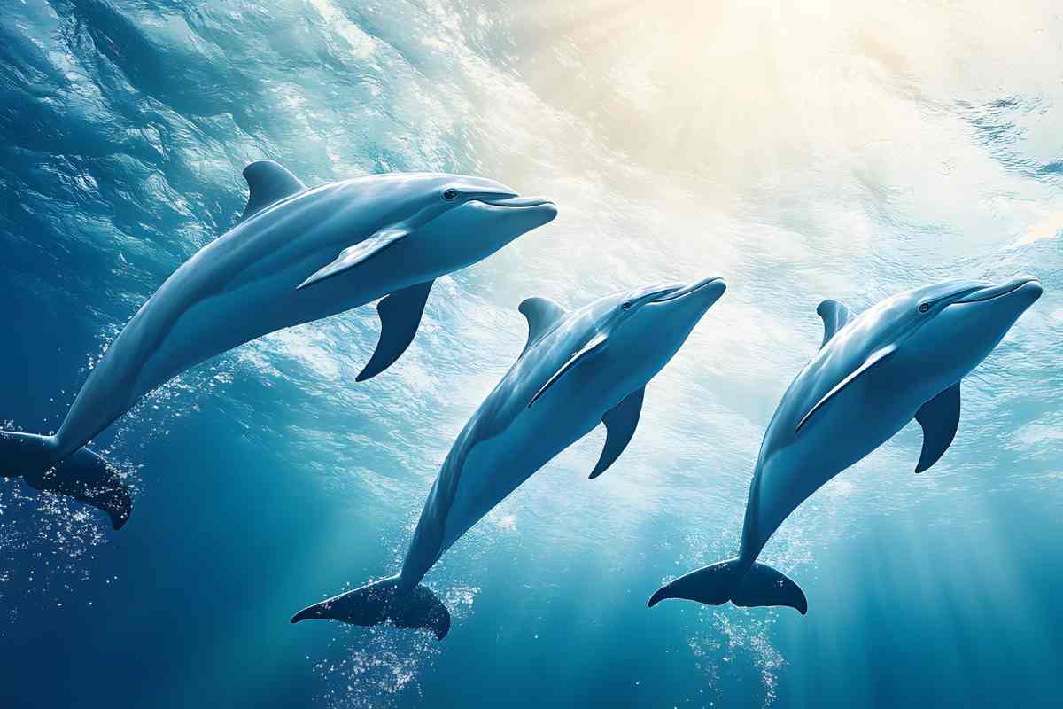 delfini che nuotano