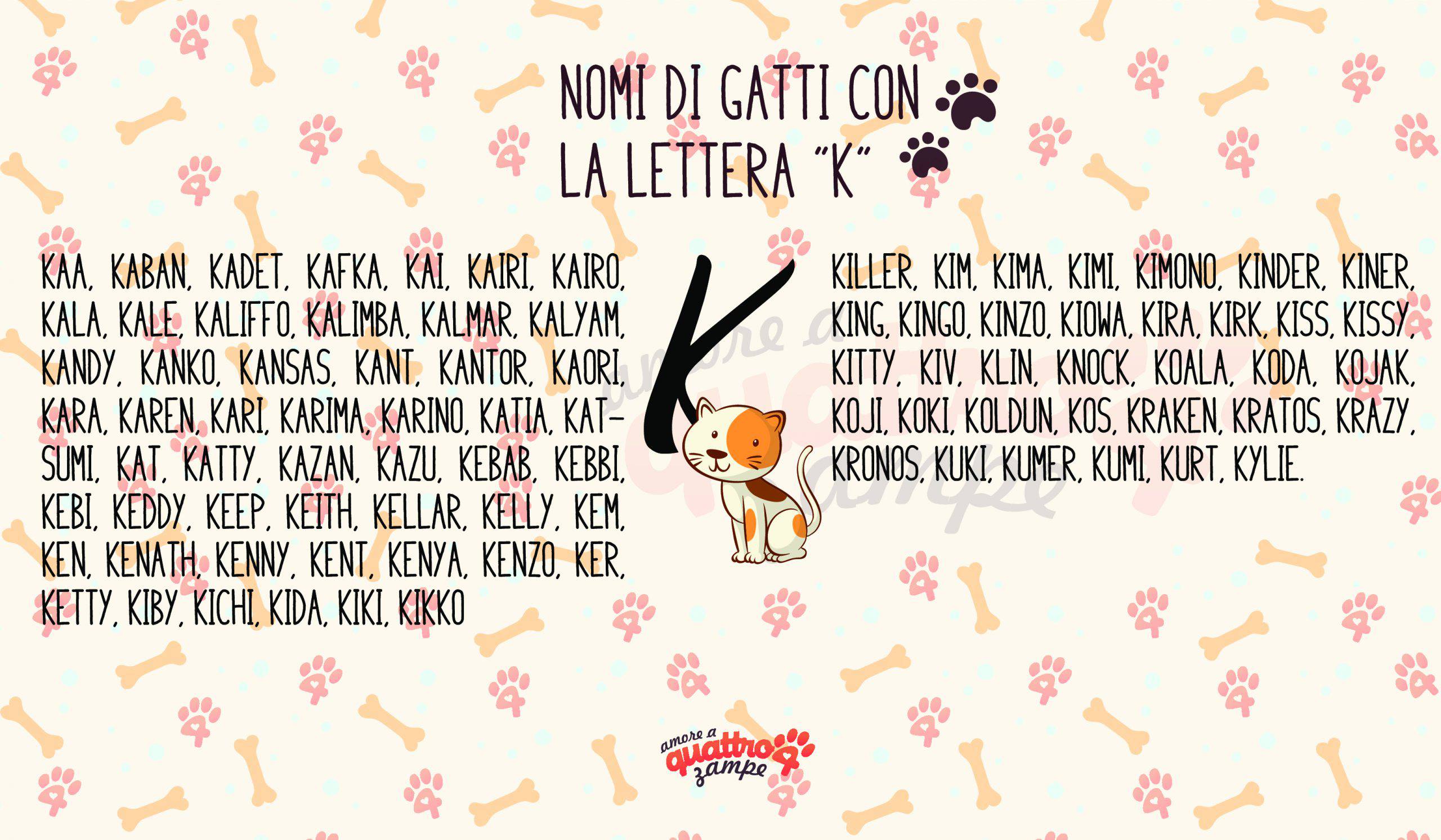 Infografica nomi gatti con la K