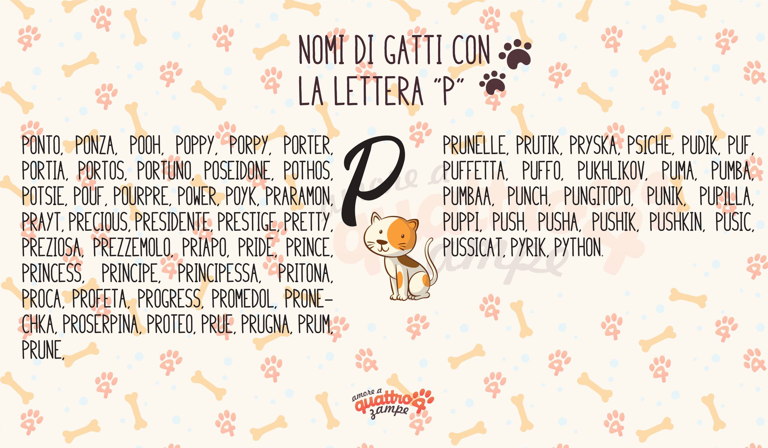 Infografica nomi gatti con la P