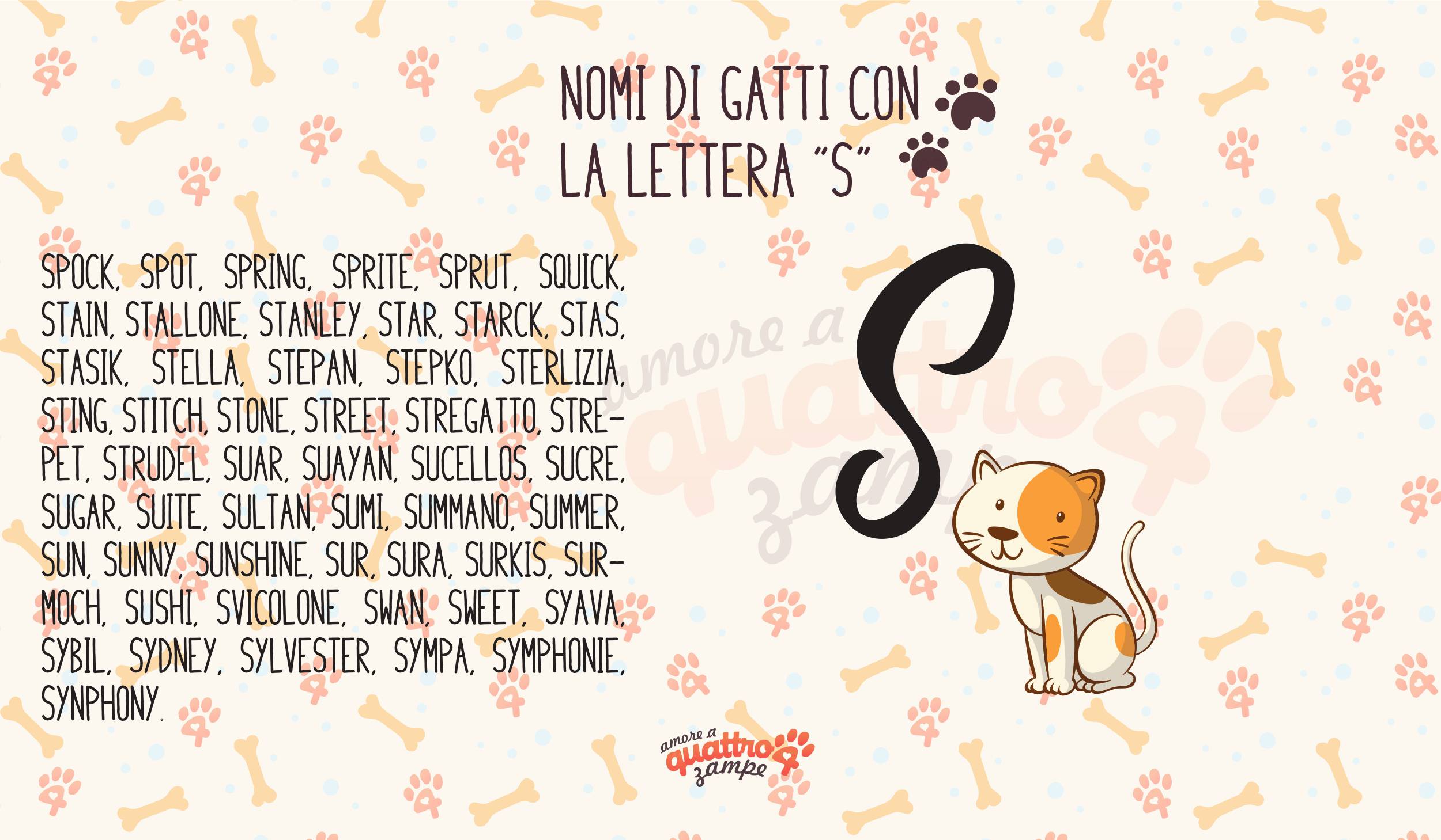 Infografica nomi gatti con la S