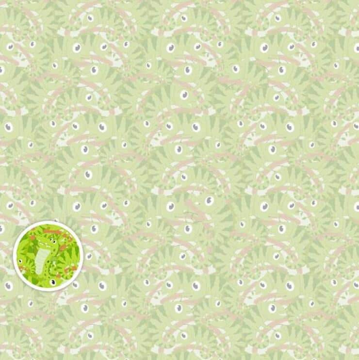 soluzione del test visivo dei 10 secondi : trova il coccodrillo nascosto tra i camaleonti