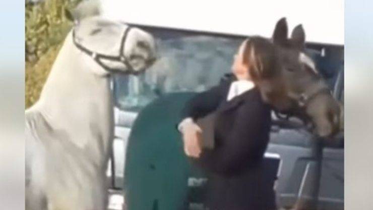 Donna picchia cavallo