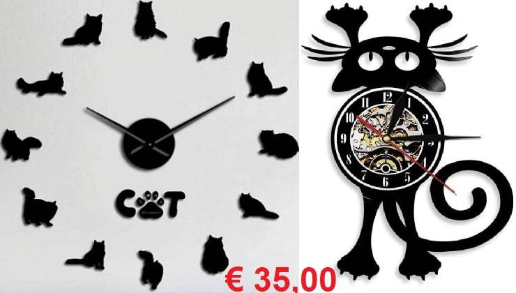 orologio parete gatto