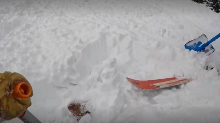 Il salvataggio del cane travolto dalla valanga (screen Video)