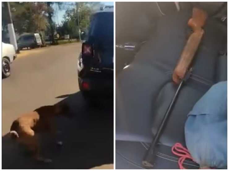 Trascina il cane con la macchina: nell'auto un fucile per ucciderlo (Video)