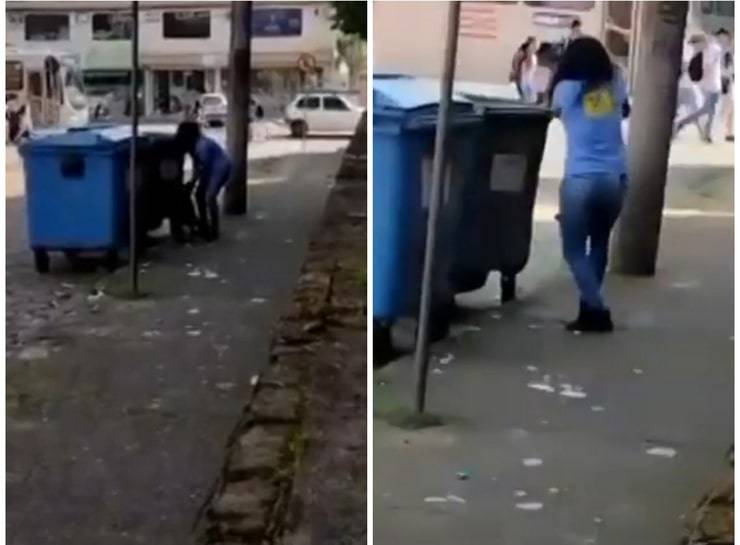 Donna ripresa mentre getta il cane nel cassonetto della spazzatura senza nessuna pietà (Screen Video)
