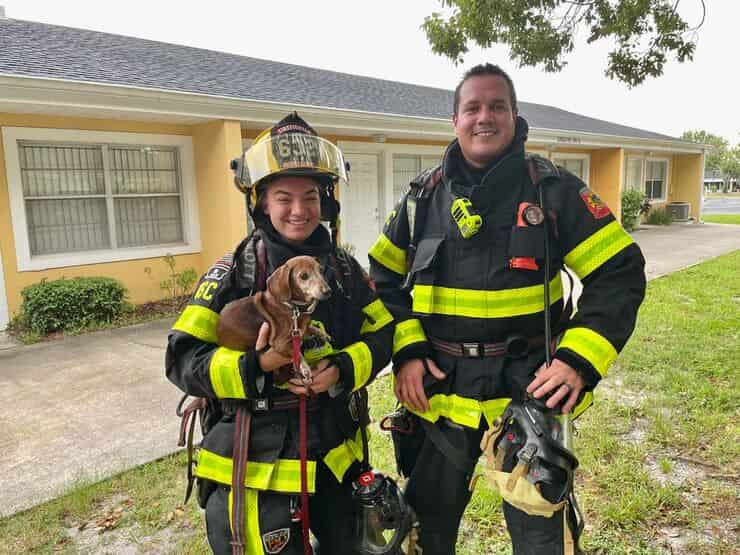 Vigili del fuoco spengono l'incendio nella casa di cura e salvano il cagnolino