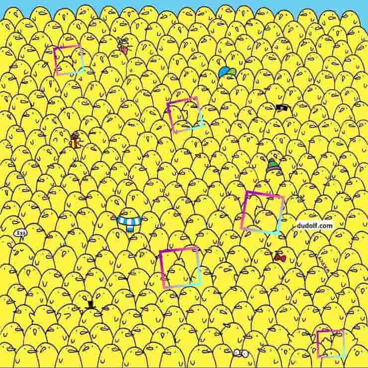 Trova i limoni nascosti tra i pulcini nel tempo stabilito dal test visivo (Foto Instagram)