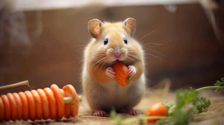 Criceto mangia la carota