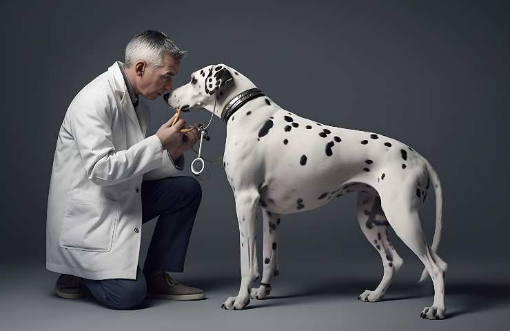 Dalmata con il veterinario