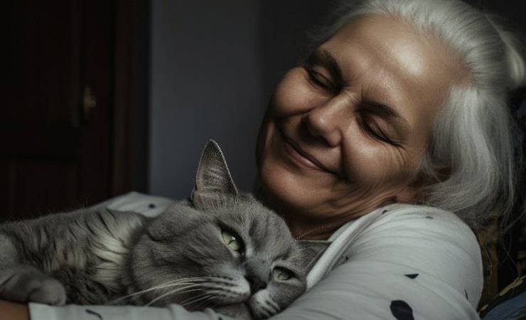 gatto e donna anziana