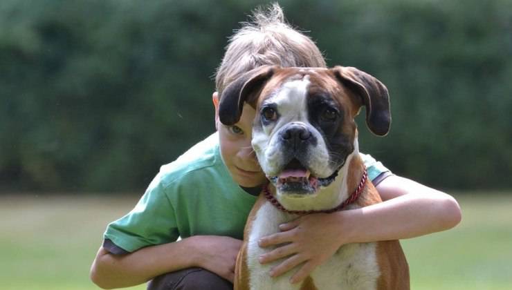 Bambino con il suo cane 