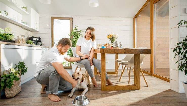 Cane con la sua famiglia umana