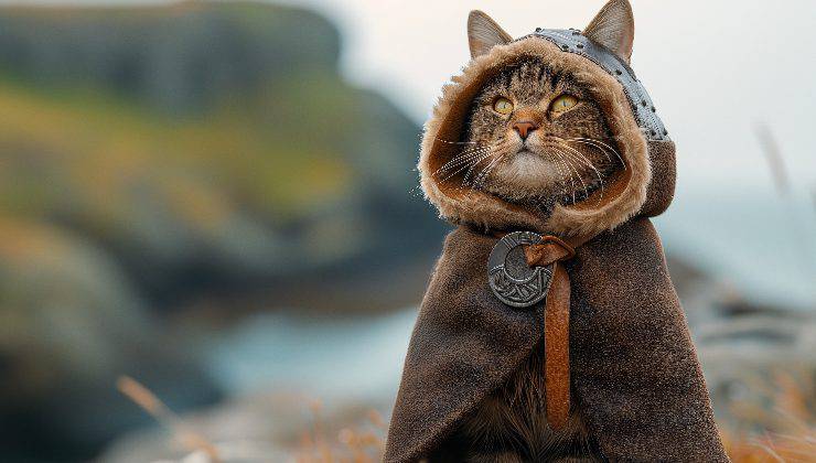 gatto vestito da vichingo