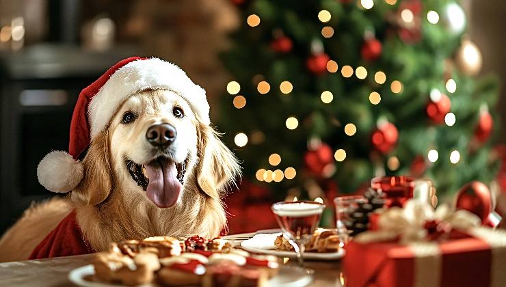 cane e piatti di capodanno