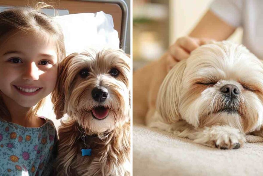 cane dal suo umano in ospedale