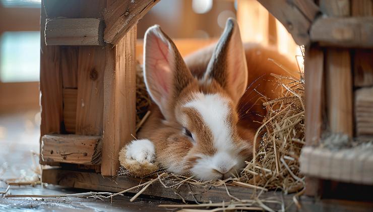 coniglio nella sua tana domestica