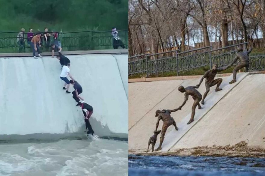 statua in ricordo del salvataggio del cane