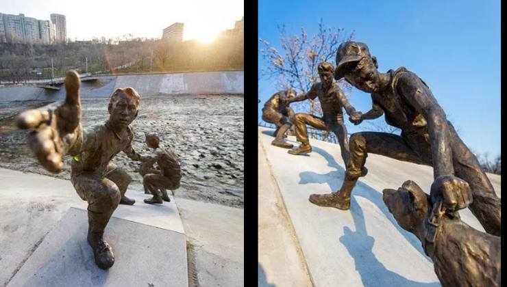 statua in ricordo del salvataggio del cane