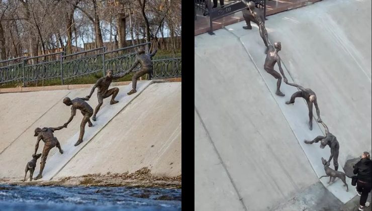 statua in ricordo del salvataggio del cane