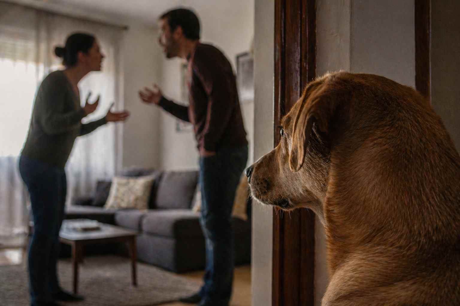 Cane osserva coppia che litiga