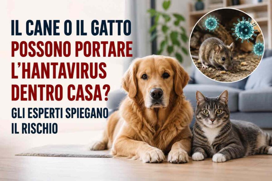 cane e gatto con scritte e hantavirus con topo