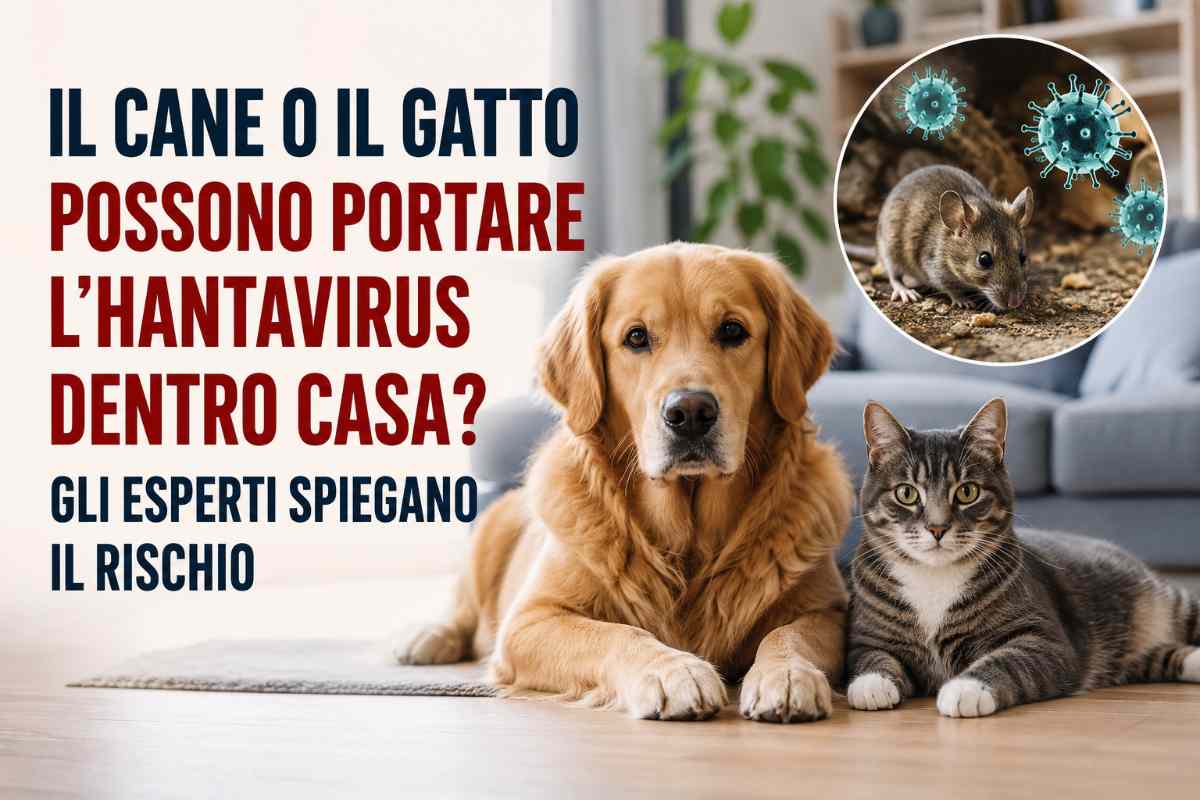 cane e gatto con scritte e hantavirus con topo 