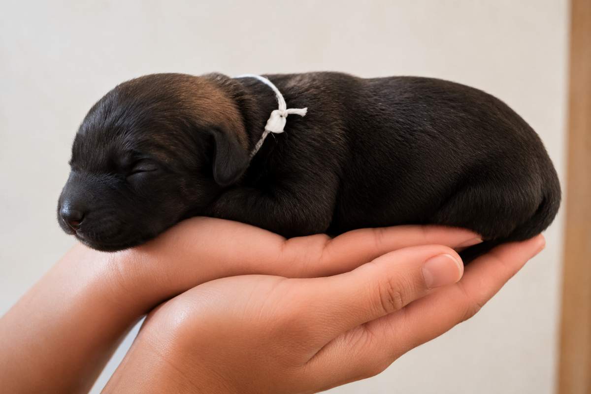 cane abbaondato dentro mani