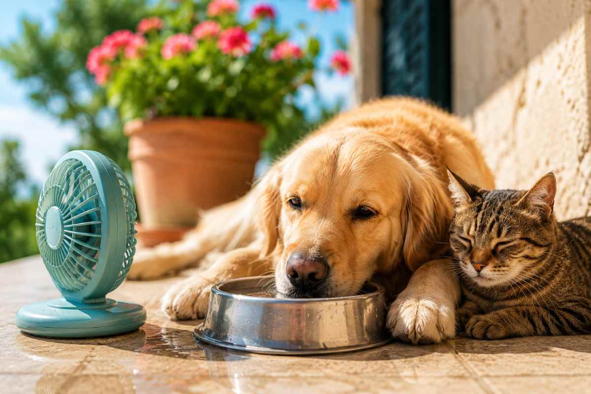 cani e gatti che sentono caldo 