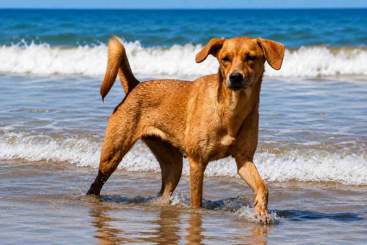 cane caramello al mare 