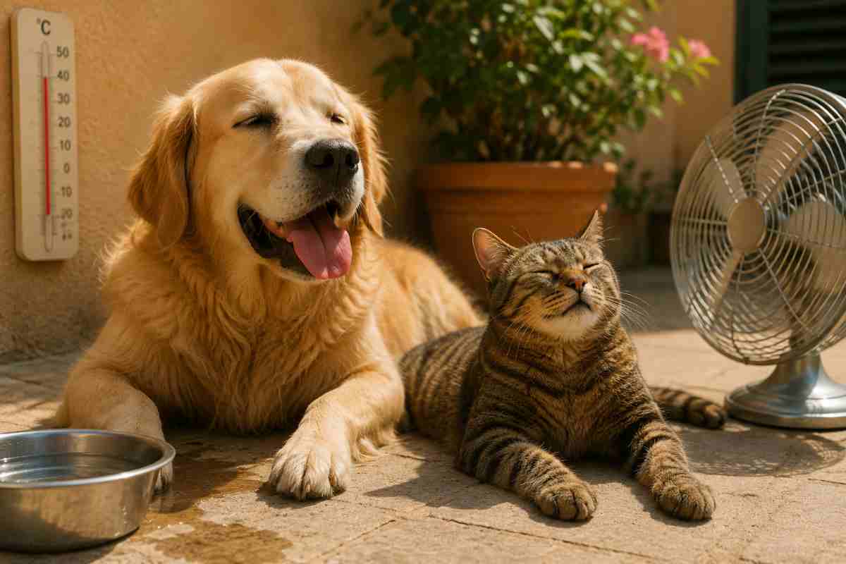 cane e gatto che sentono caldo