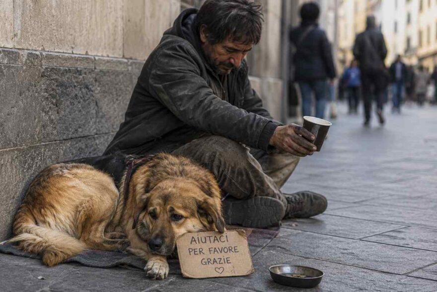 cani che chiedono elemosina