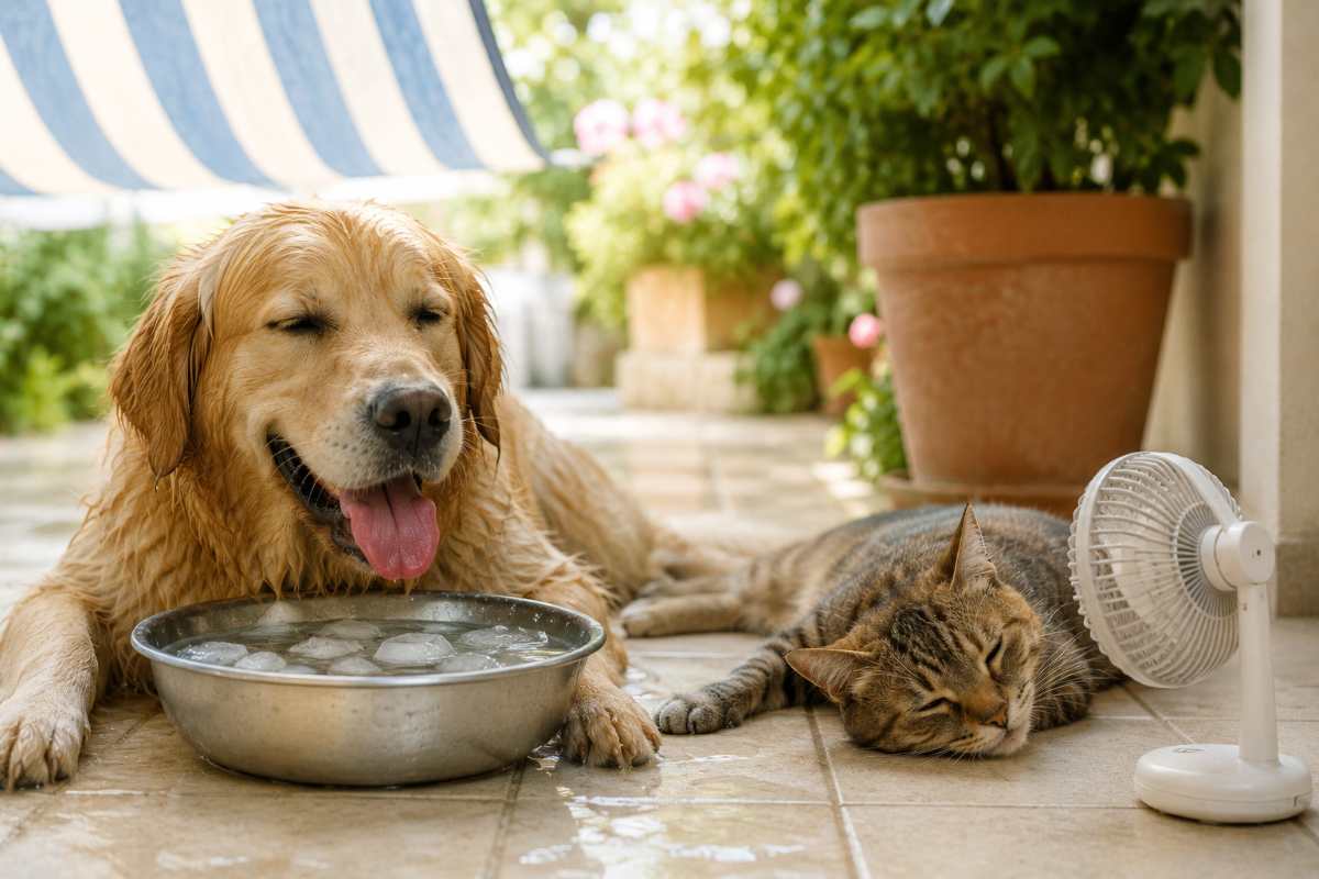 cane e gatto che sentono caldo 