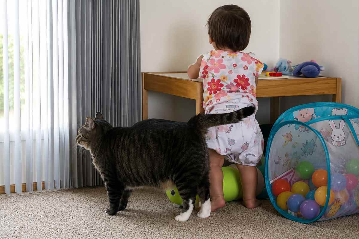 gatto e neonata 