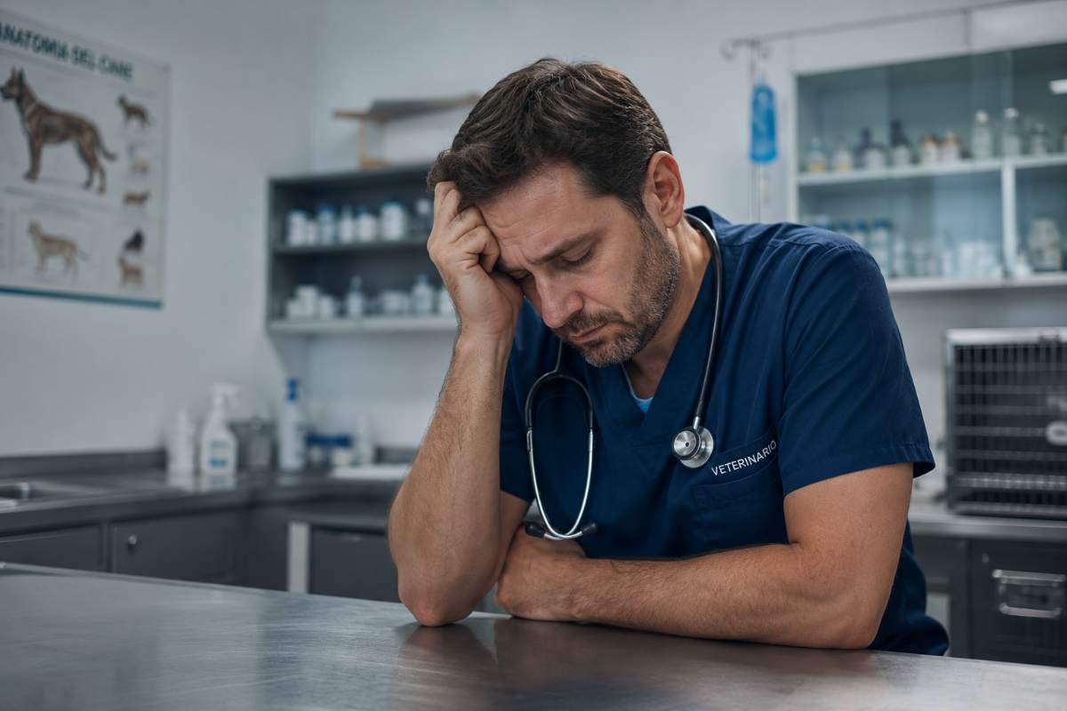 veterinario triste 